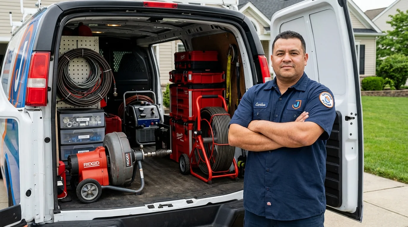 Professional drain cleaning equipment and Johns Plumbing LLC plumber in Stottville