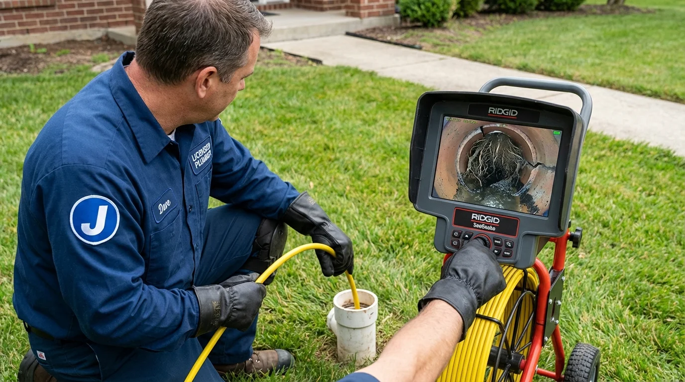 Sewer camera inspection being performed by Johns Plumbing LLC in Stottville