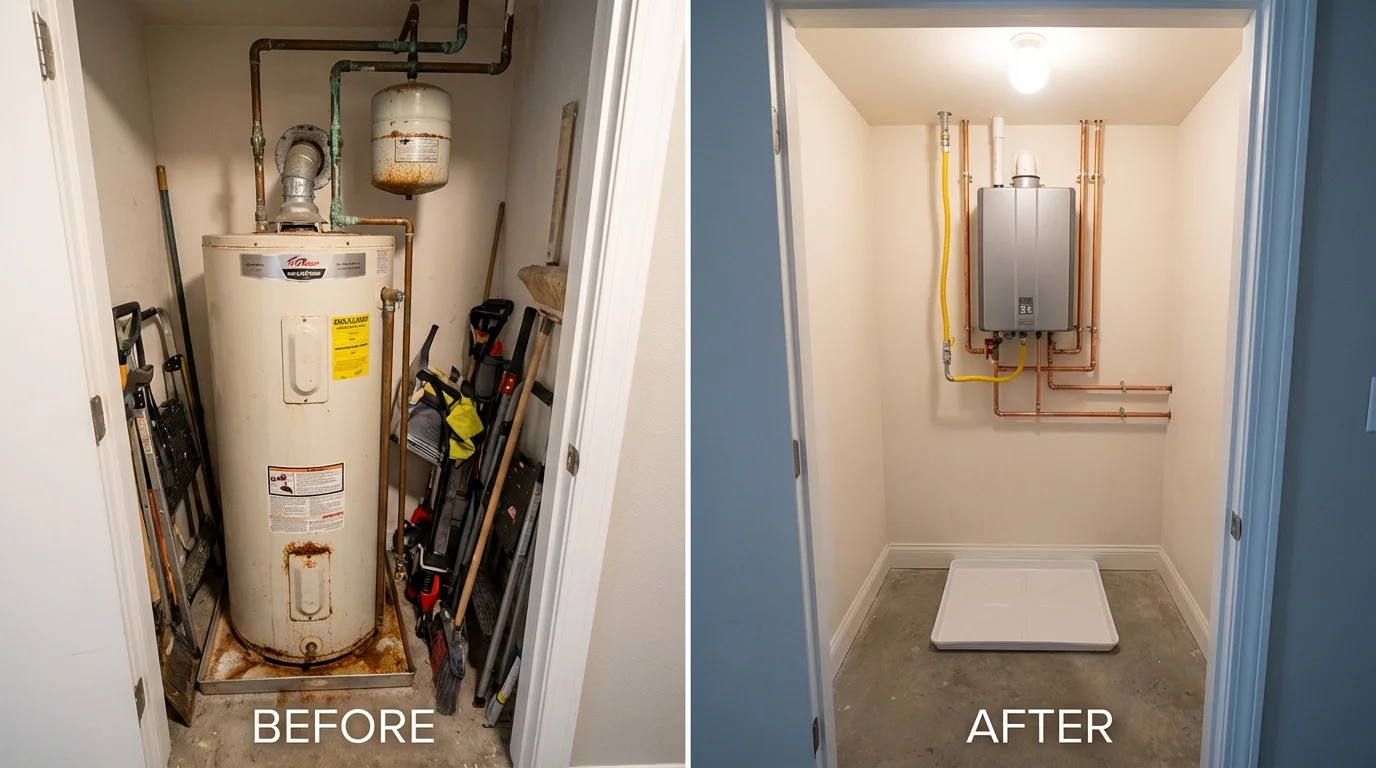 Tank water heater versus wall-mounted tankless unit comparison for Stottville, NY homeowners